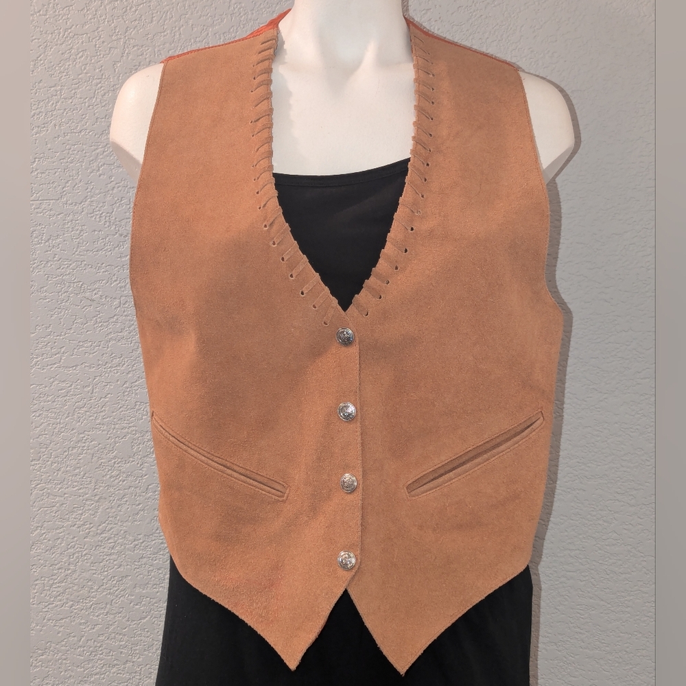 Mona Mode Suede Leather Vest Size Small